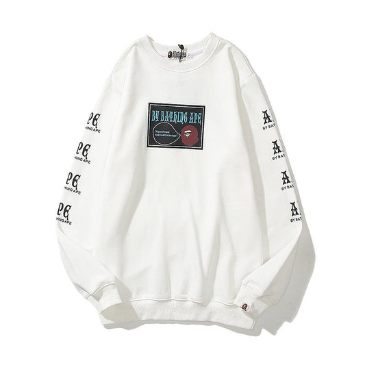 Bathing Ape Sweatshirts Spring and Autumn Thin round Neck Sweater Male and Female Large Size Youth Pullover Pure Cotton Top